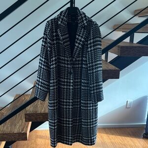 Forever 21 Black and White Houndstooth Trench Coat
